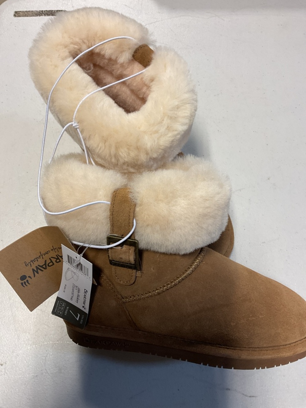 BearPaw Chestnut Shearling Cuff Ankle Boots - Chestnut